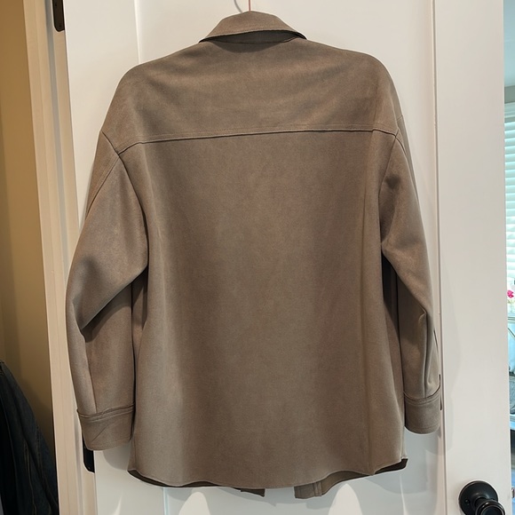 Zara Brown Taupe Suede Overshirt Jacket - Picture 5 of 5